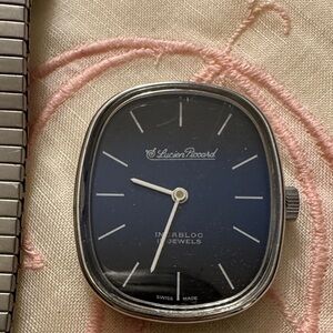 Lucien Piccard Navy Dial Silver-Tone Watch Head
